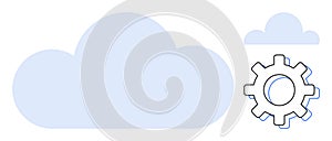 Cloud Computing Concept with Large Cloud and Gear Symbolizing Technology and Connectivity