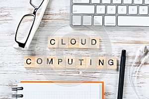 Cloud computing concept with letters on cubes
