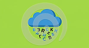 Cloud computing concept with letters on vibrant green background