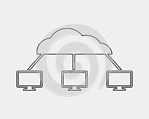 Cloud computing concept line icon