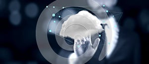 Cloud computing concept on man hand