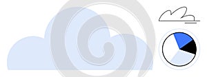 Cloud computing concept with minimal pie chart and cloud design for data storage and analysis
