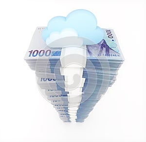 Cloud computing concept, money