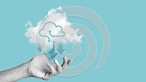 Cloud computing concept. Computing network information and big data concept. Cloud services and Cloud storage