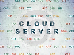 Cloud computing concept: Cloud Server on Digital Data Paper background