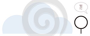 Cloud Computing Concept with Search Icon and Exclamation Speech Bubble