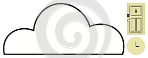 Cloud Computing Concept with Security Lock Icon and Secure Access Representation