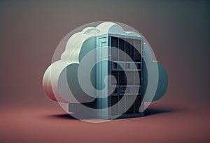 Cloud computing concept. Server and cloud on toned background. Generative AI