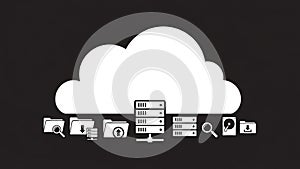 Cloud Computing Concept with Server Icons and Files