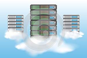 Cloud computing concept with servers