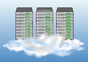 Cloud computing concept with servers