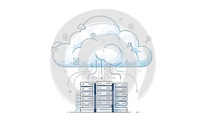 Cloud computing concept with servers and data exchange in a modern network infrastructure