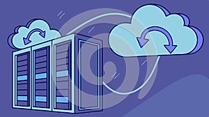 Cloud Computing Concept with Servers and Data Transfer Arrows, vector design Generative AI