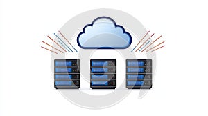 Cloud Computing Concept with Servers and Symbols Representing Storage and Connectivity