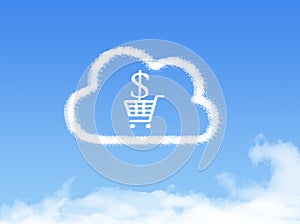 Cloud Computing Concept.Shopping cart cloud shape