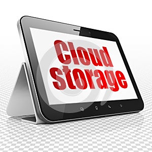 Cloud computing concept: Tablet Computer with Cloud Storage on display
