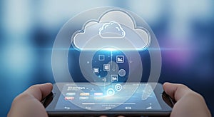 Cloud Computing Concept: Tablet with Cloud Icon