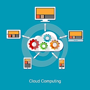 Cloud computing concept. Technology background. Distributed system.