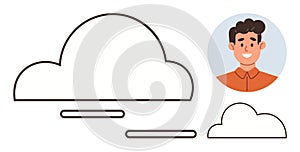 Cloud Computing Concept with User Profile Symbol and Minimalist Design Elements