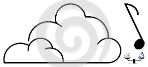 Cloud Computing Concept with Visual Elements Emphasizing Digital Data and Technology