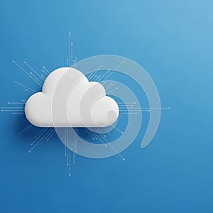 Cloud computing concept with white cloud on blue background