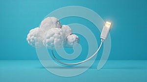 Cloud Computing Conceptual With Glowing Usb