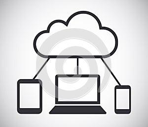 Cloud computing connected devices network vector icon