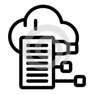 Cloud computing connecting devices with secure data storage icon