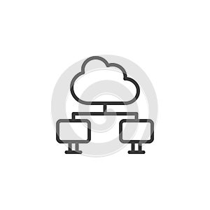 Cloud computing connection line icon
