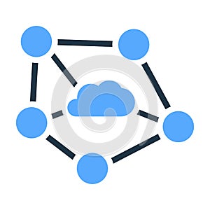 Cloud computing, connection, network icon. Editable vector graphics.