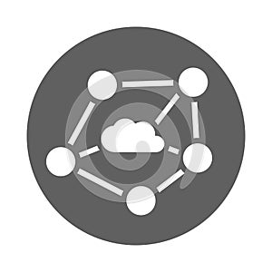 Cloud computing, connection, network icon. Gray vector sketch.