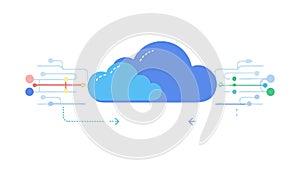 Cloud Computing Connectivity and Data Flow Icon, vector design Generative AI