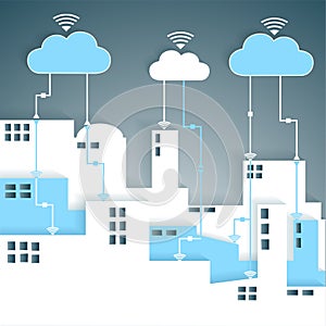 Cloud Computing Connectivity Paper Cutout City Net