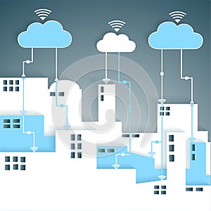 Cloud Computing Connectivity Paper Cutout City Net photo