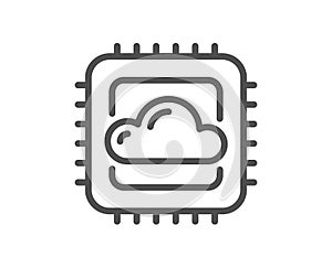 Cloud computing cpu line icon. Internet data storage sign. Vector
