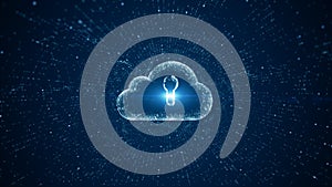 Cloud computing and cyber security. Digital data network protection. High-speed connection data analysis. Technology data binary