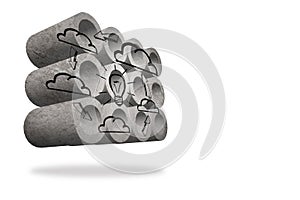 Cloud computing cycle on abstract screen