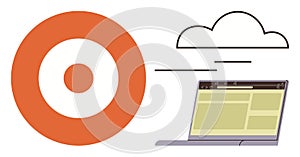 Cloud Computing and Data Access with Laptop and Connection Target Icon
