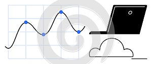 Cloud Computing Data Analysis and Connectivity Concept with Graph and Laptop Elements