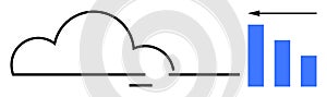 Cloud Computing with Data Analytics Concept a Cloud Outline and Bar Chart