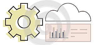 Cloud Computing and Data Management Concept with Gear and Analytics Chart
