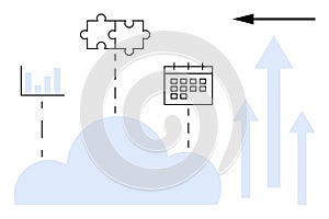 Cloud Computing with Data Analytics, Puzzle Integration, Calendar Scheduling, and Growth Arrows