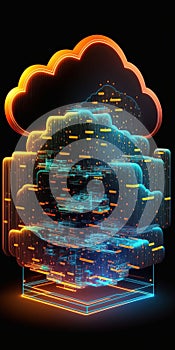 Cloud computing data base technology, created with Generative AI technology