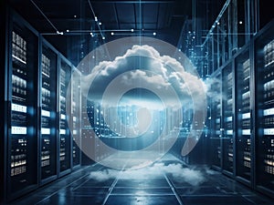 cloud computing data center concept 3d illustration