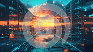 Cloud computing data center with digital network infrastructure