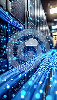 Cloud computing data center with digital data streams and network infrastructure