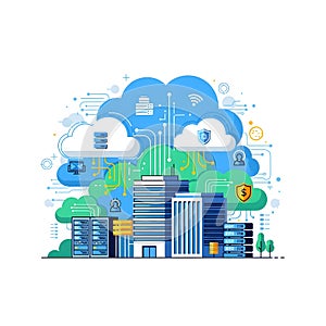 Cloud Computing and Data Center Illustration