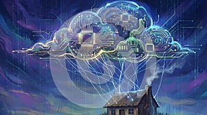 Cloud computing data connecting to isolated house