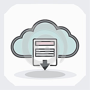 Cloud Computing Data Download Vector Icon