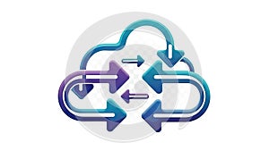 Cloud Computing Data Exchange Arrows Icon (Abstract Cloud Network Concept)
